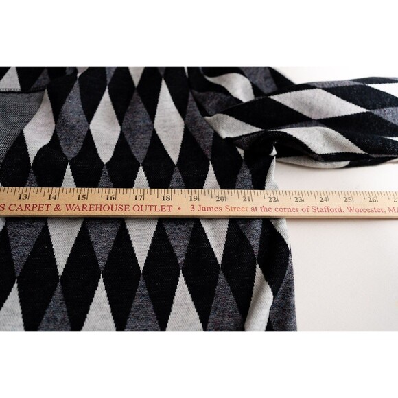 Vintage Around Town Diamond Argyle black and white open cardigan sweater long 10 - Picture 4 of 5